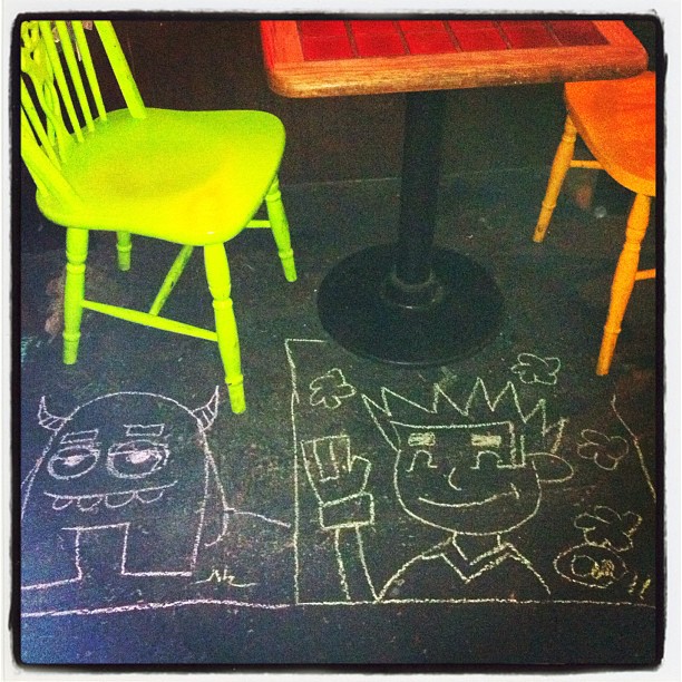 drawing on the floor at the Royal St. Deli in New Orleans