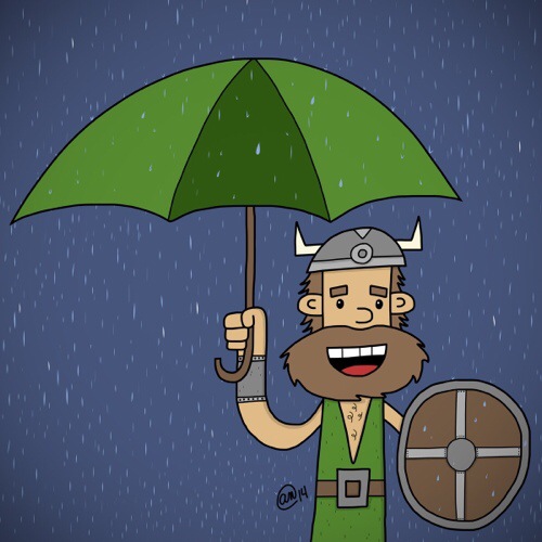 Rainy Day Viking digital illustration