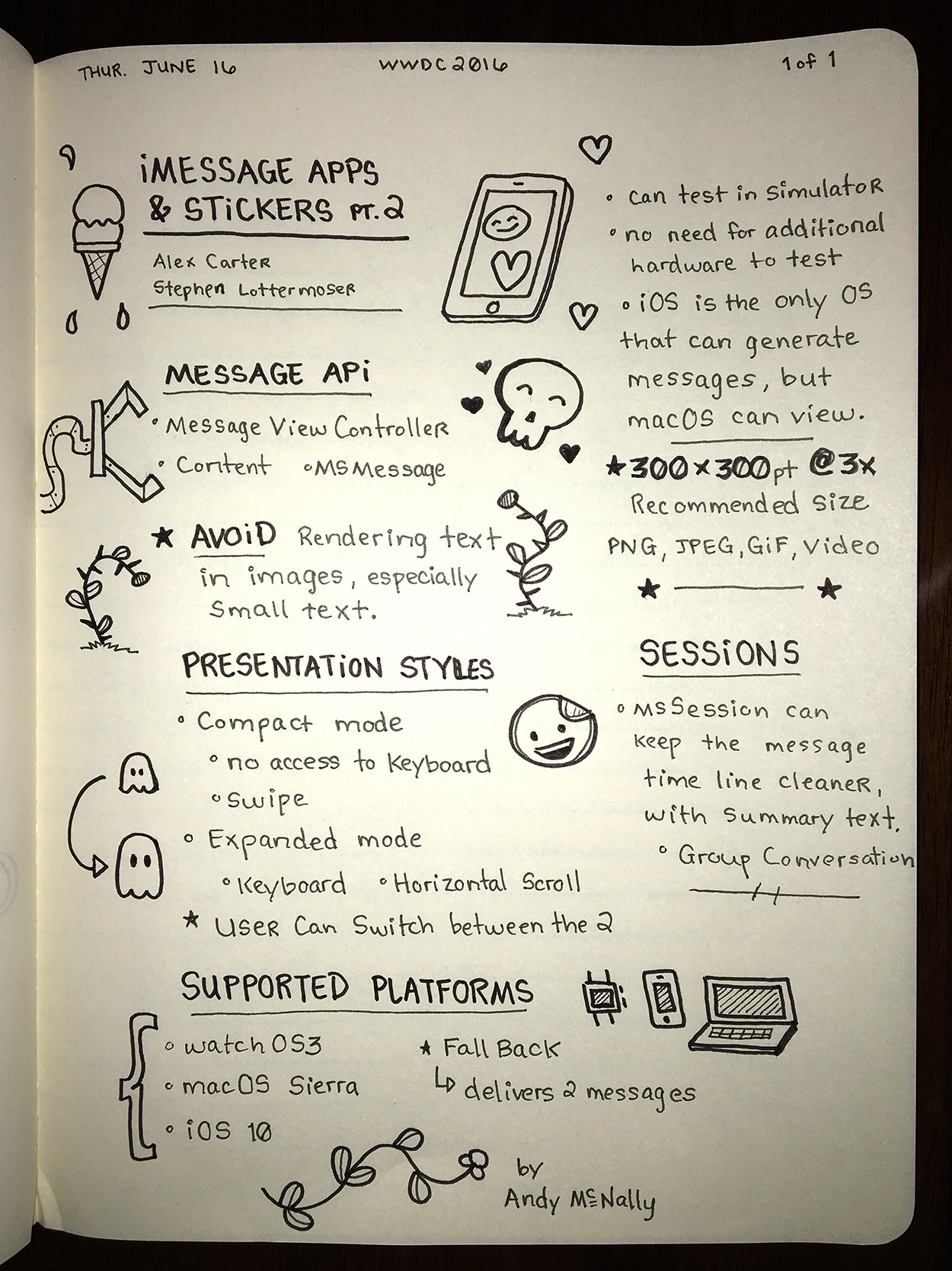 WWDC sketchnotes - iMessage Apps & Stickers Pt. 2