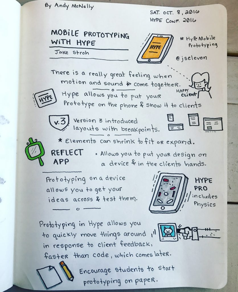 the Hype Conference 2016 Sketchnotes, Mobile Prototyping Session