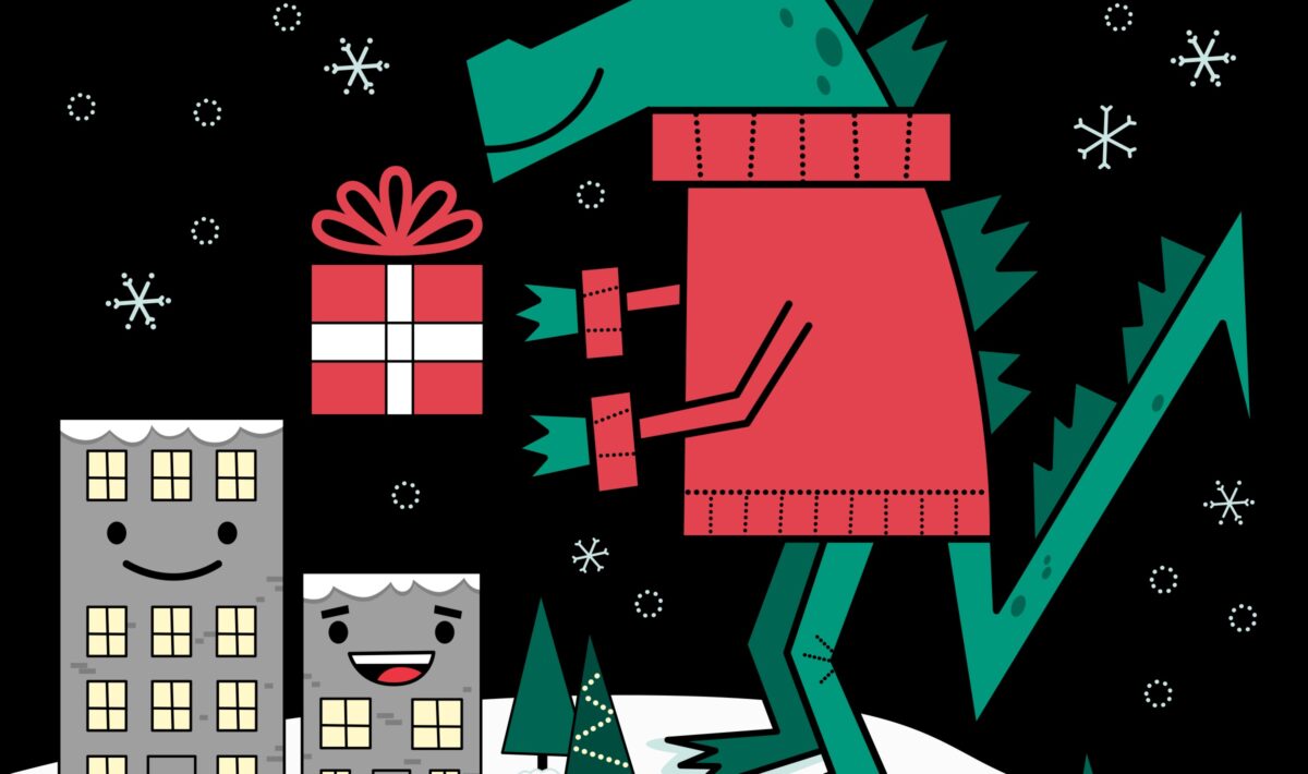 Kaiju Christmas illustration