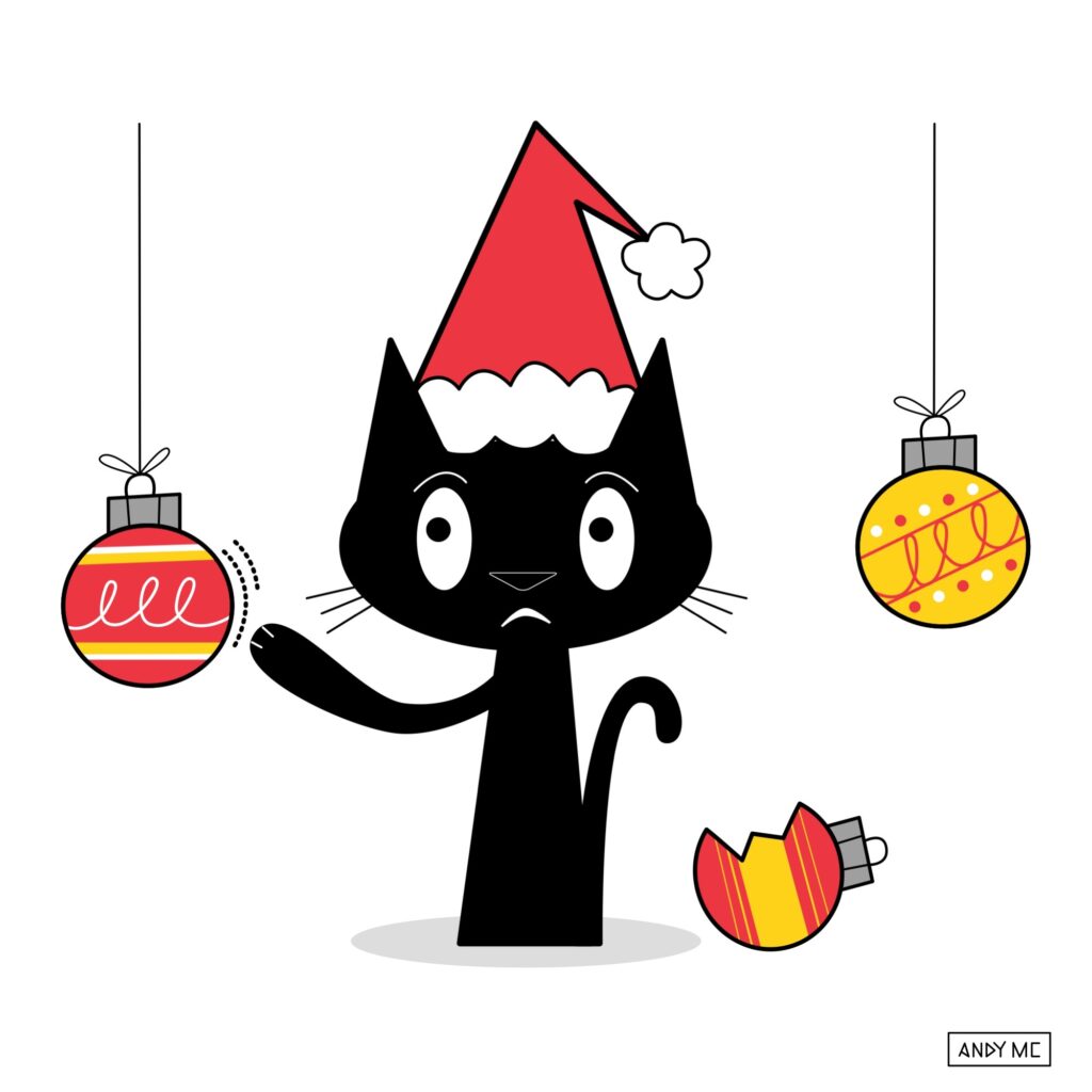 Naught Holiday Cat illustration