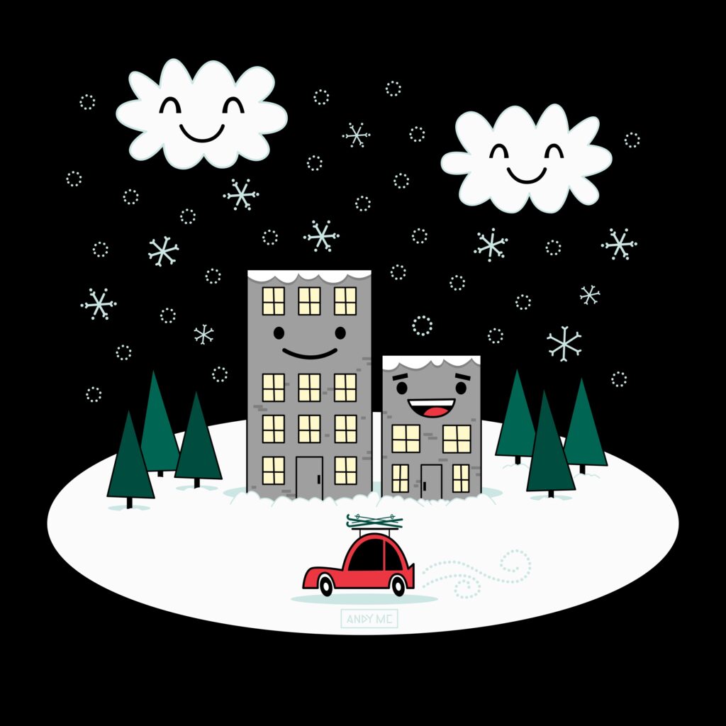 Kawaii Winter Town illustration