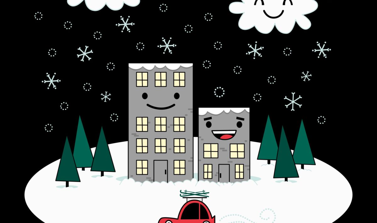Kawaii Winter Town illustration