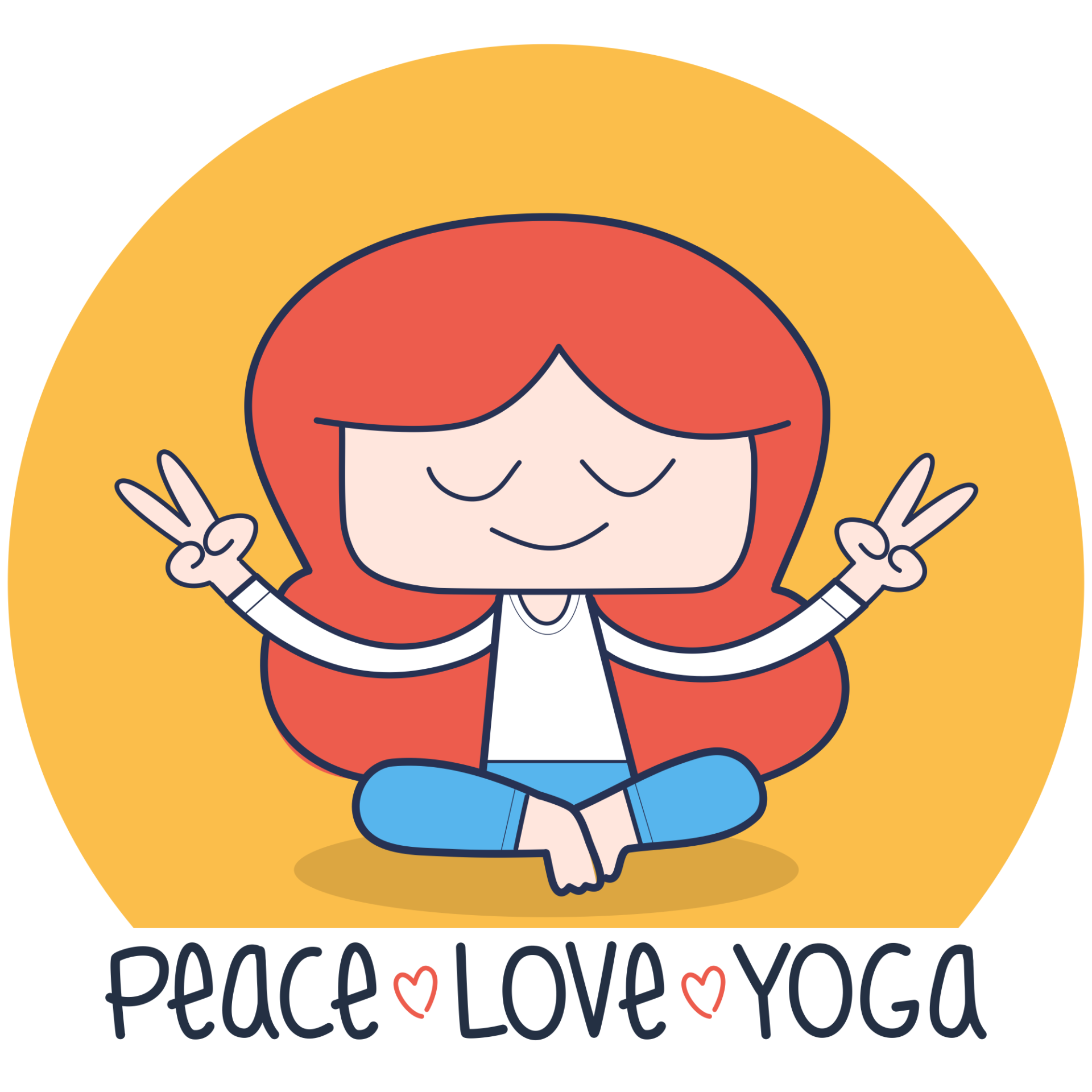 an illustration of a red-haired lady sitting in a yoga pose